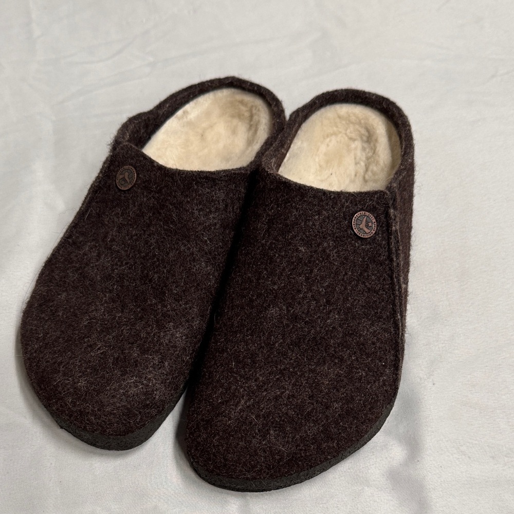 Birkenstock Brown Wool Mules